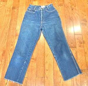 Calvin Klein Jeans Womens 9 Blue Denim High Rise Straight Leg Raw Hem Vintage
